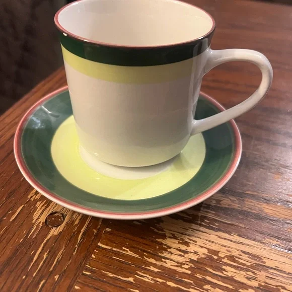 Gibson Green and Pink Cup and Saucer Set - Picture 1 of 2